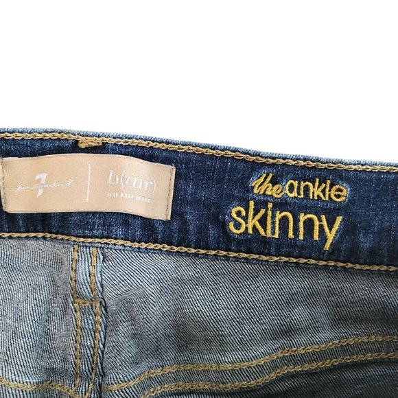 7 for all mankind the ankle skinny b(air) denim blue jeans high rise size 26 - Picture 8 of 8